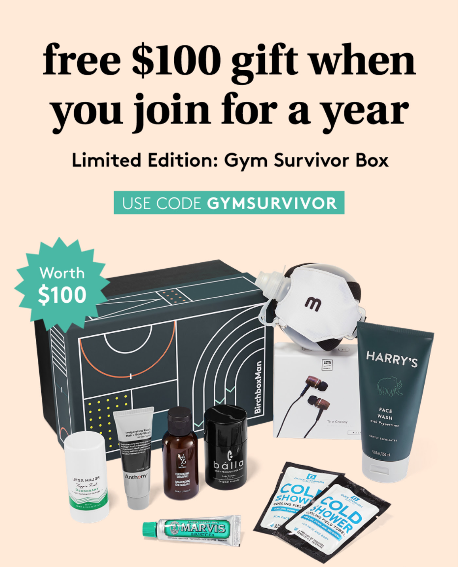 Birchbox Grooming Coupon Free Gym Survivor Limited Edition Box
