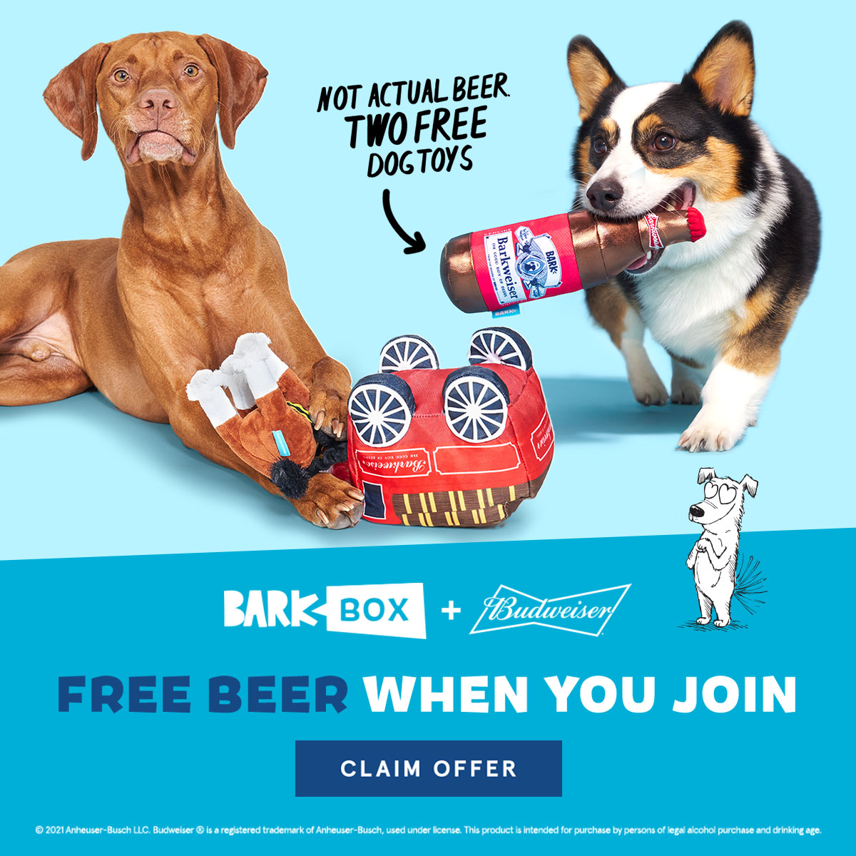 BarkBox Deal – Free Budweiser Toy Bundle with 6- or 12-Month Subscription!
